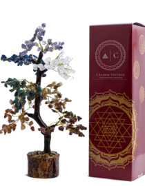 CHARM INFINIA 300 Beads Seven Chakra Crystal Tree with Wooden Bark & Base – Handmade Chakra Healing Tree for Balance Energy and Home Décor (300, Multicolor)