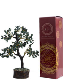 Crystal Handcrafted Feng Shui Gemstone Tree on Wooden Base (Green)